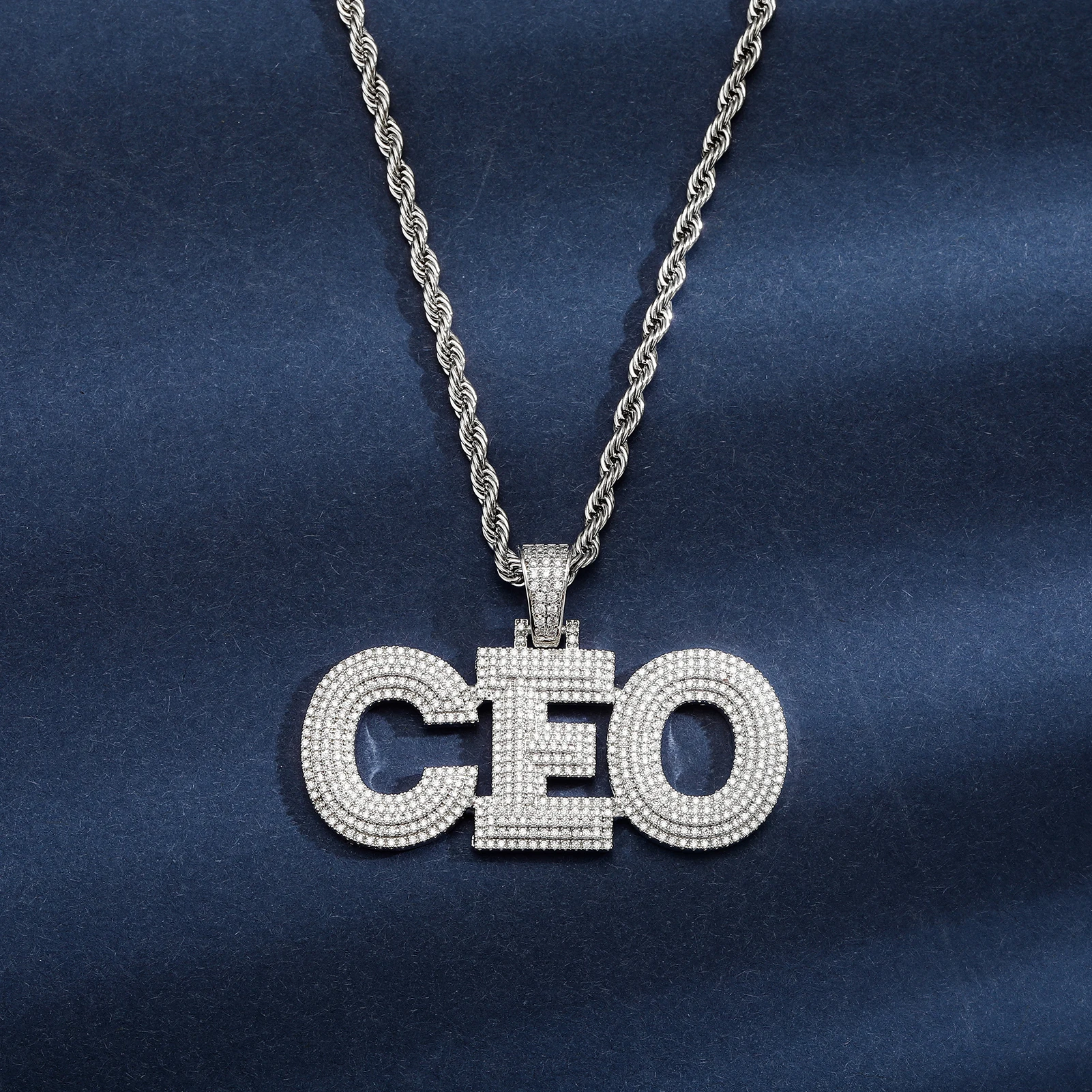 JINAO NEW Stitching Letter Charm Ice Cravejado Cubic Zircon Custom Letters With 4mm tennis chain Men and Women Jewelry For Gift