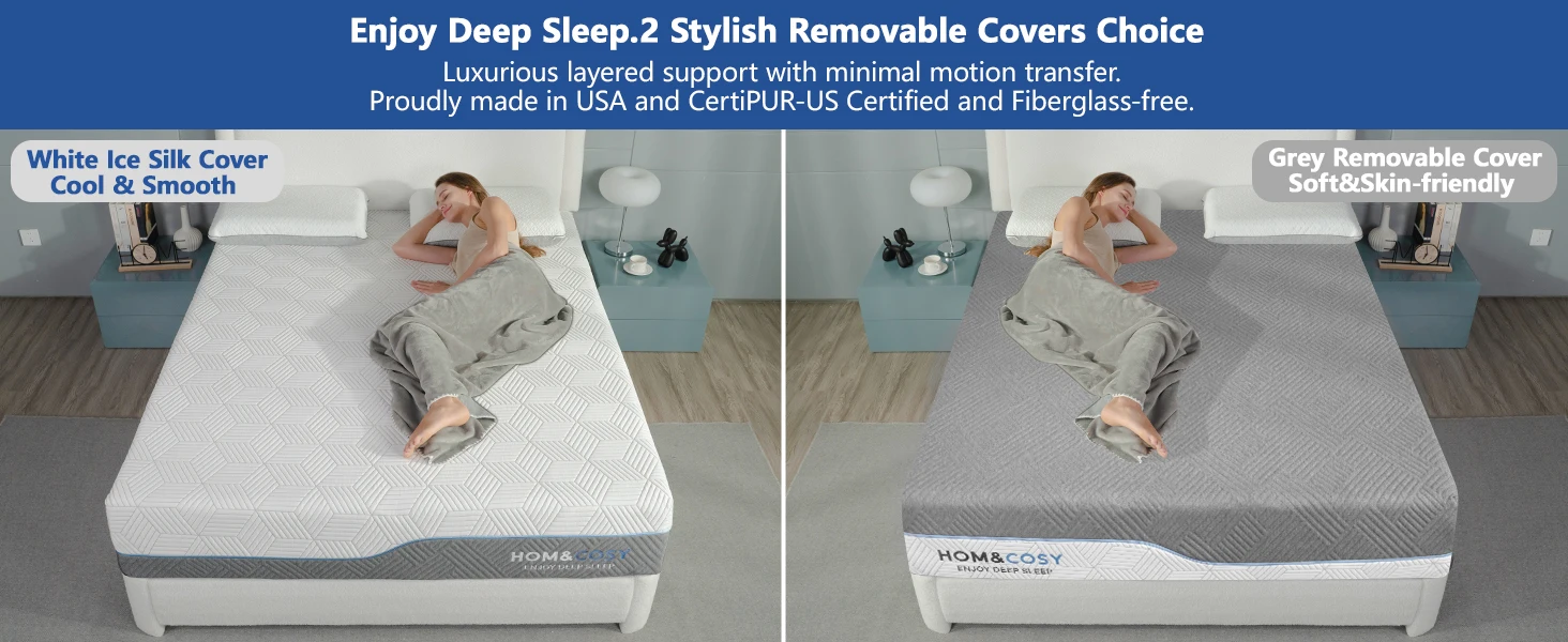 Hcore 12 Inch Queen Size Mattress,Bedroom Furniture Medium Firm to Firm Bamboo Memory Foam Mattress for Back Pain.