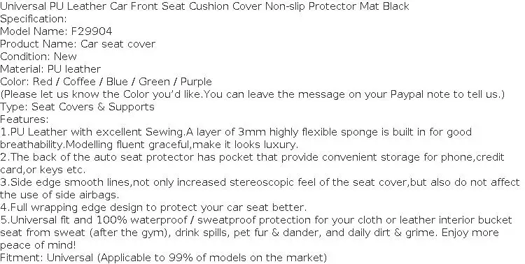 PU Leather Car Seat Cover Cushion for BMW f10 E46 g30 for Ford Golf 4 for VW/passat B5 B8 golf 5 for peugeot 206 307 407 308