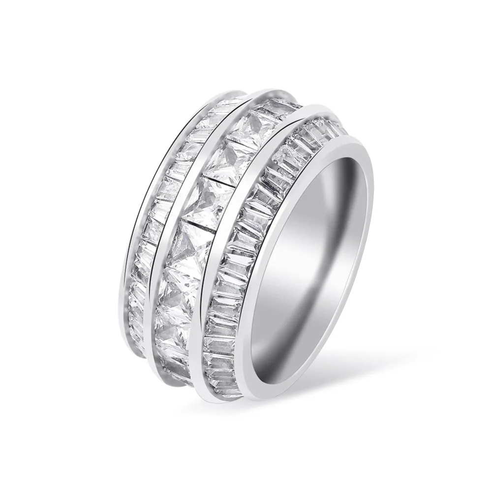 GUCY Bling Baguette Zircon Men's Ring Copper Charm Gold Silver Color Party RING Fashion Hip Hop Rock Jewelry