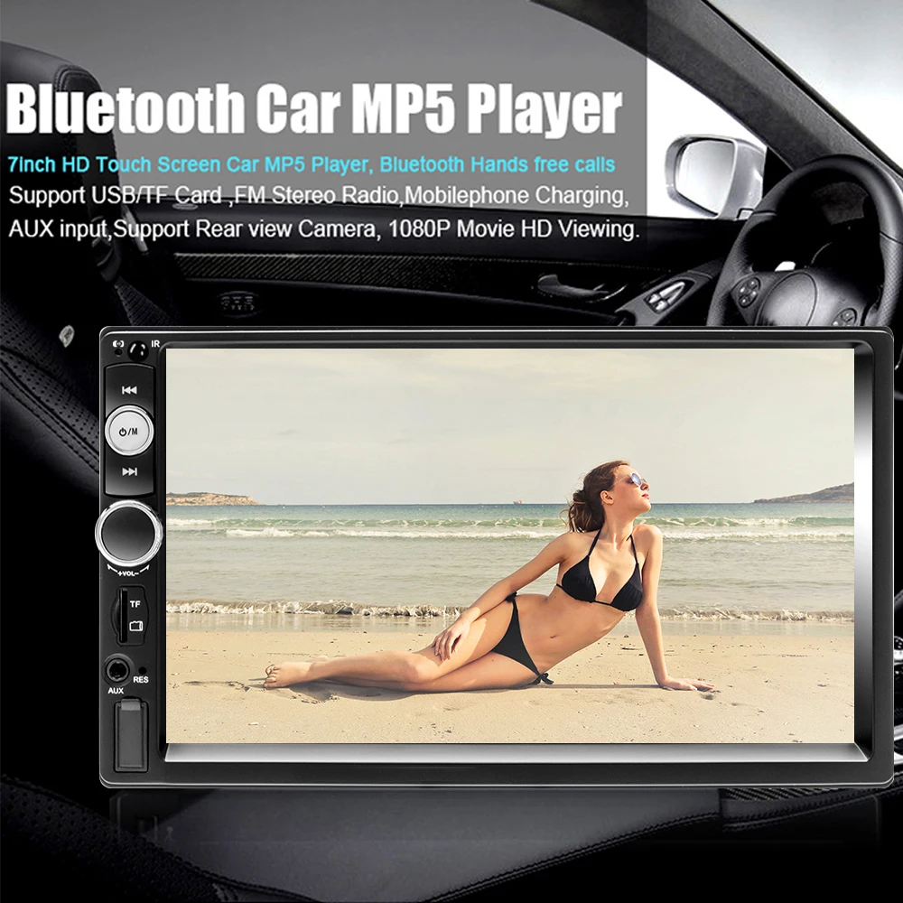 Podofo 2 din Car Radio 7" HD Autoradio Multimedia Player 2DIN Touch Screen Auto audio Car Stereo MP5 Bluetooth USB TF FM Camera