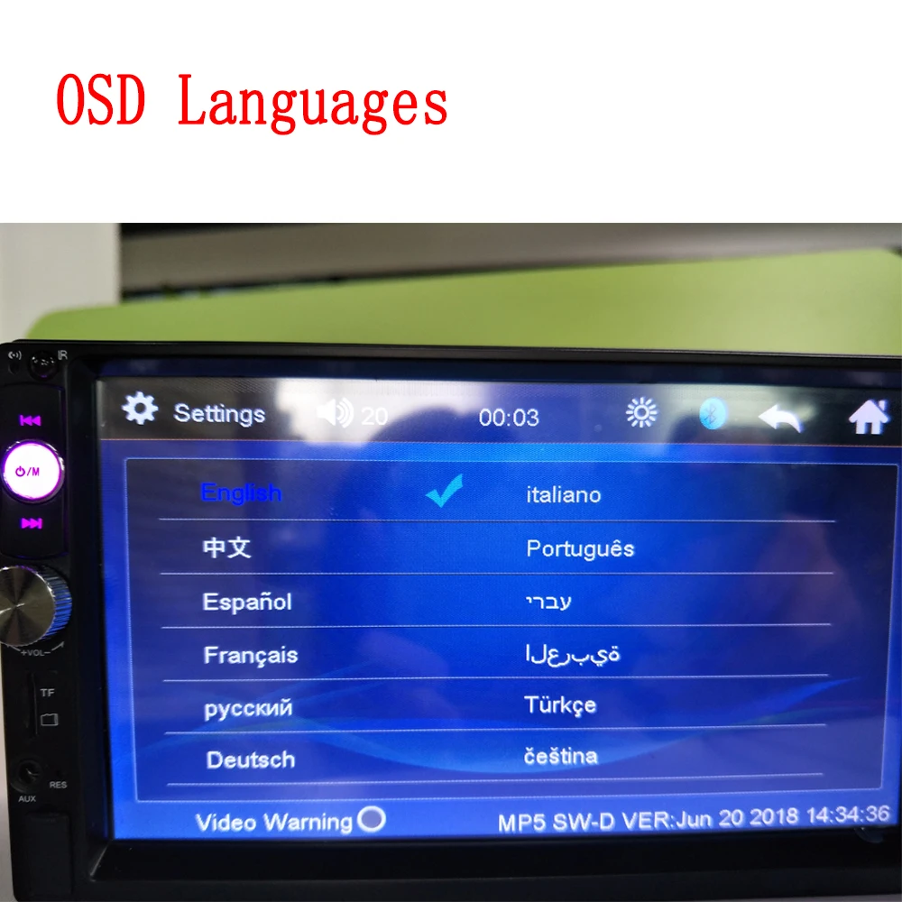 Podofo 2 din Car Radio 7" HD Autoradio Multimedia Player 2DIN Touch Screen Auto audio Car Stereo MP5 Bluetooth USB TF FM Camera