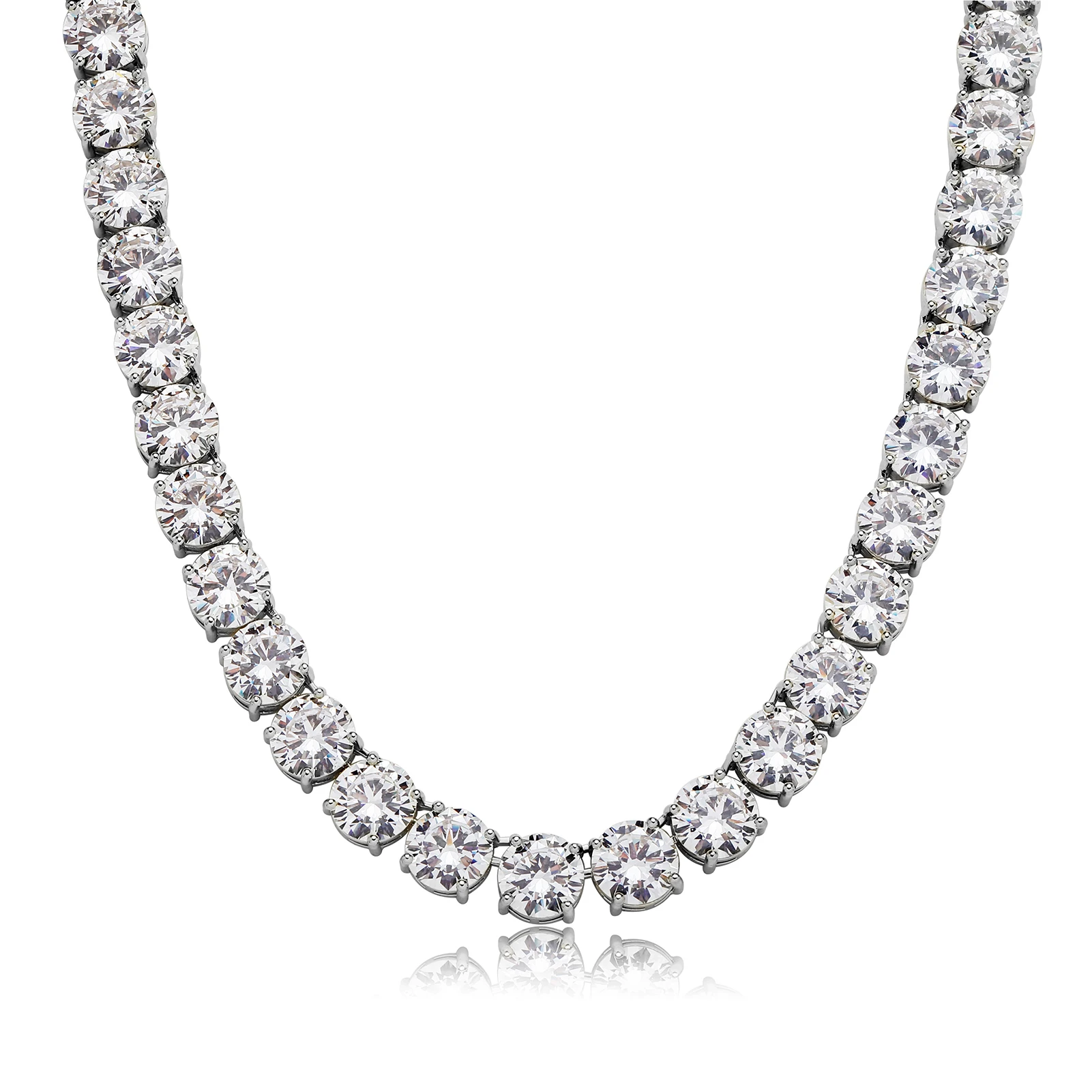 GUCY High Quality 10mm Tennis Chain Mens Zircon 1 Row CZ Iced Out Necklace Copper Hip Hop Jewelry Wholesale