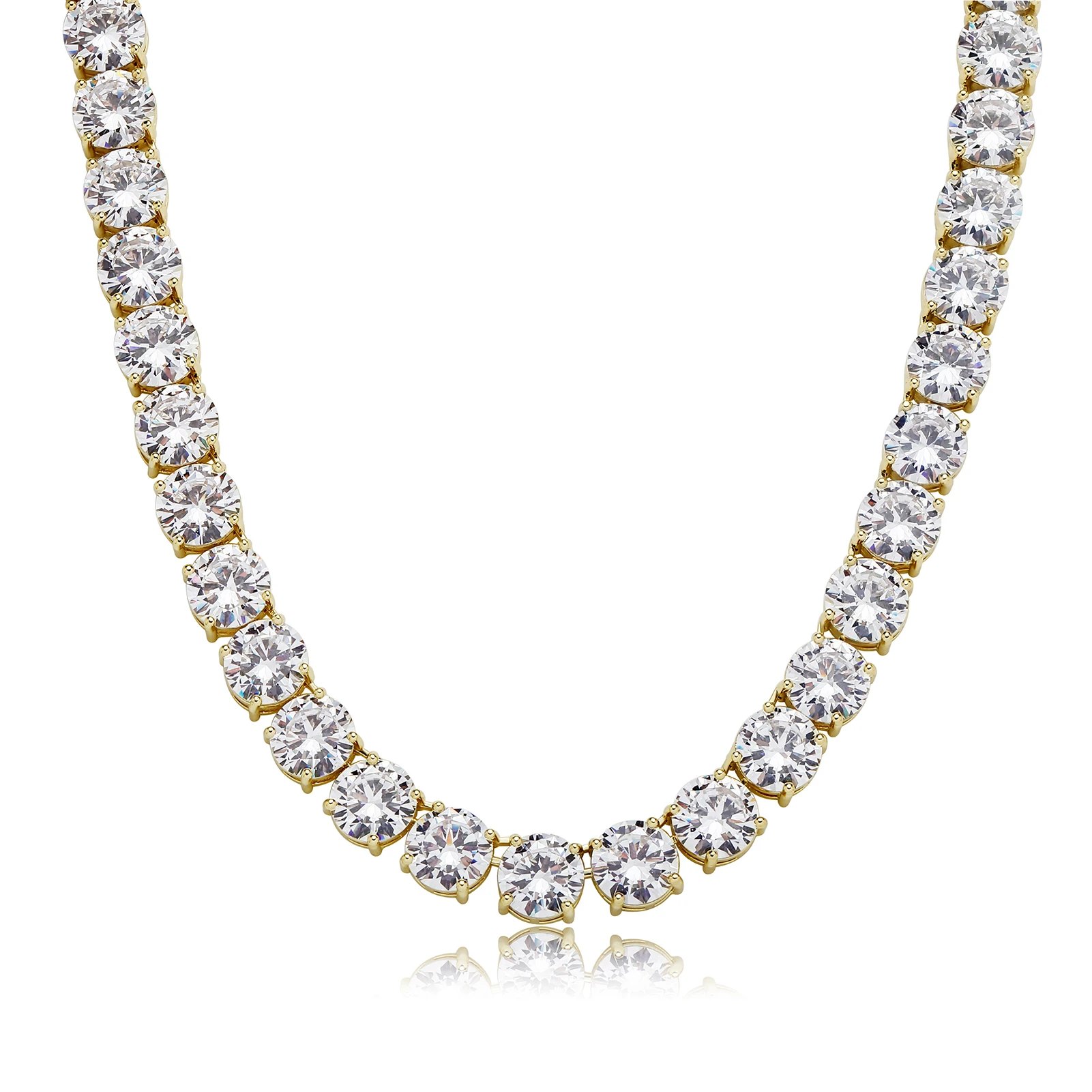 GUCY High Quality 10mm Tennis Chain Mens Zircon 1 Row CZ Iced Out Necklace Copper Hip Hop Jewelry Wholesale