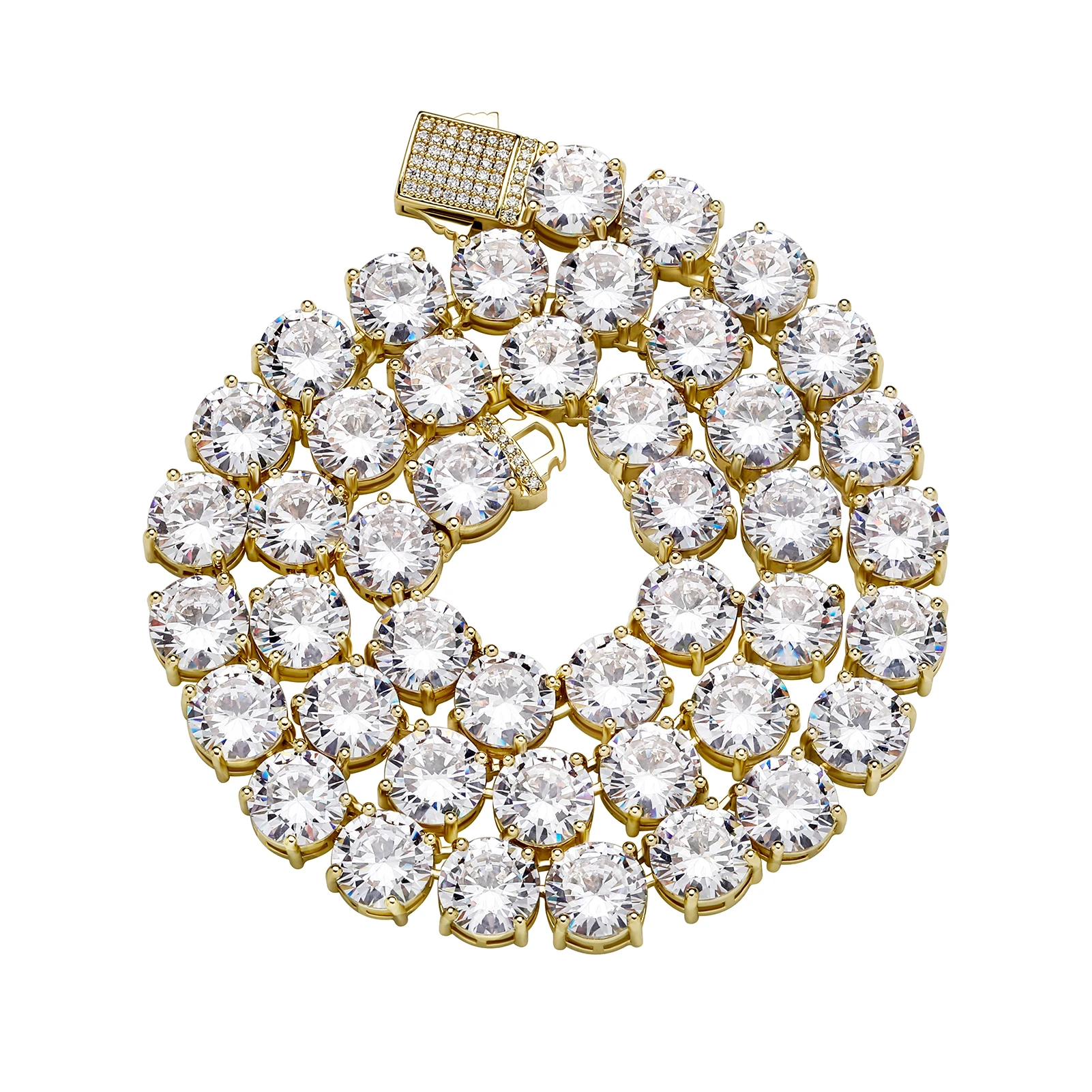 GUCY High Quality 10mm Tennis Chain Mens Zircon 1 Row CZ Iced Out Necklace Copper Hip Hop Jewelry Wholesale