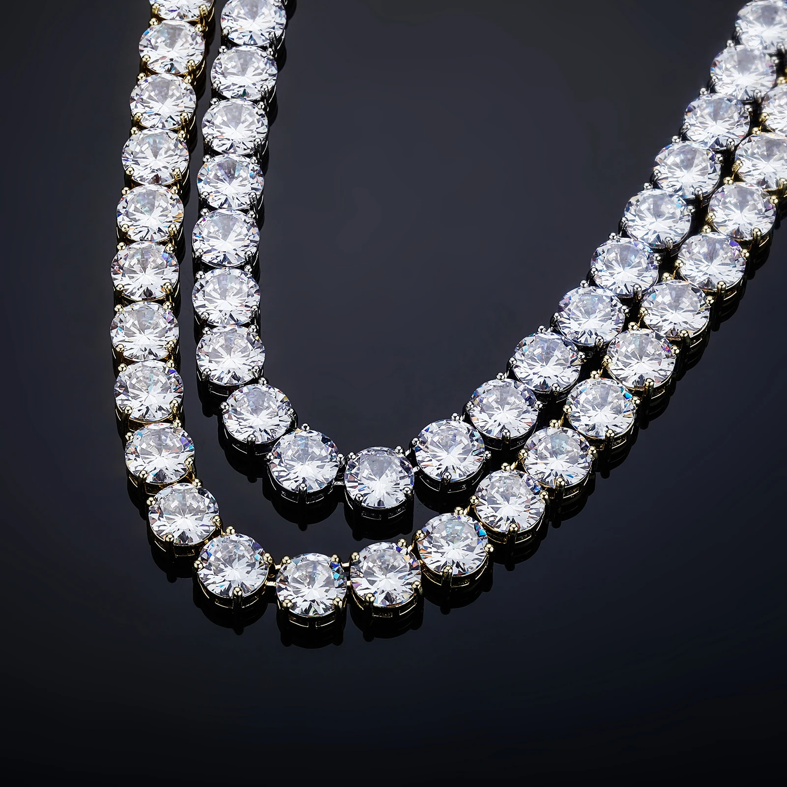 GUCY High Quality 10mm Tennis Chain Mens Zircon 1 Row CZ Iced Out Necklace Copper Hip Hop Jewelry Wholesale