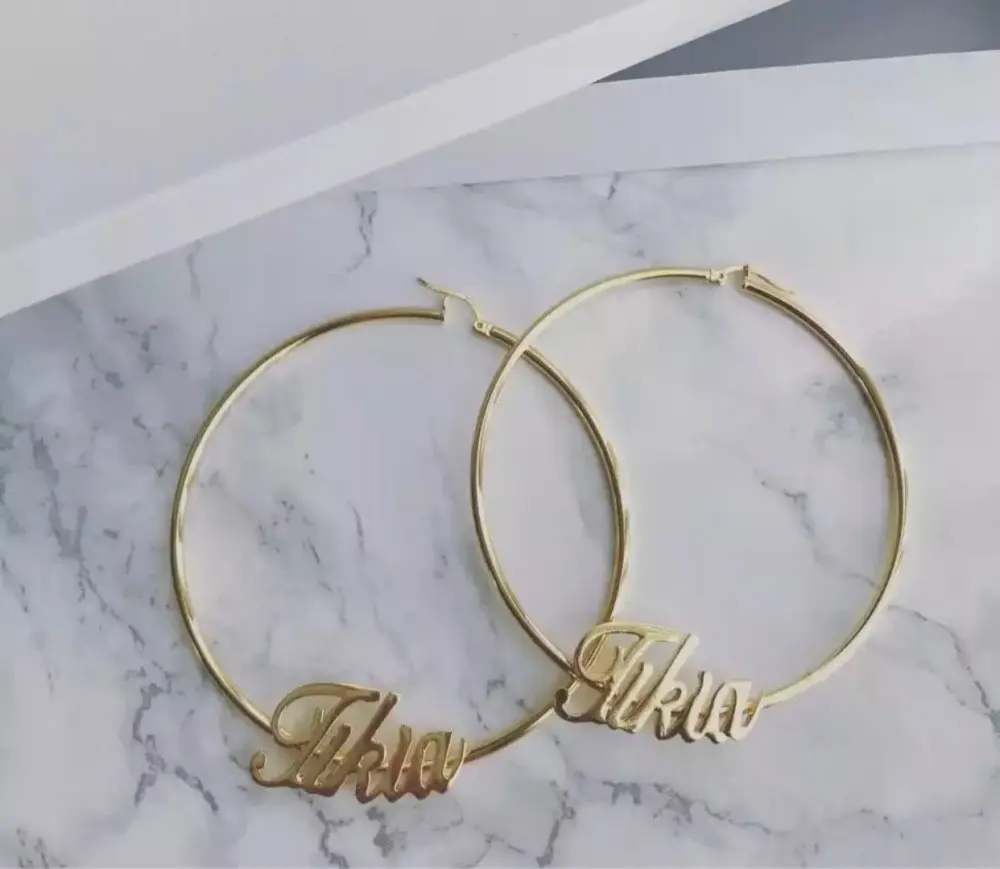 DOREMI 30-100 mm Stainless Steel Letter Earrings Round Custom Name Earrings Female Nameplate Earrings Anti-allergy 25-100mm
