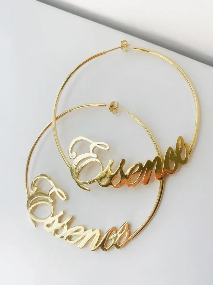 DOREMI 30-100 mm Stainless Steel Letter Earrings Round Custom Name Earrings Female Nameplate Earrings Anti-allergy 25-100mm