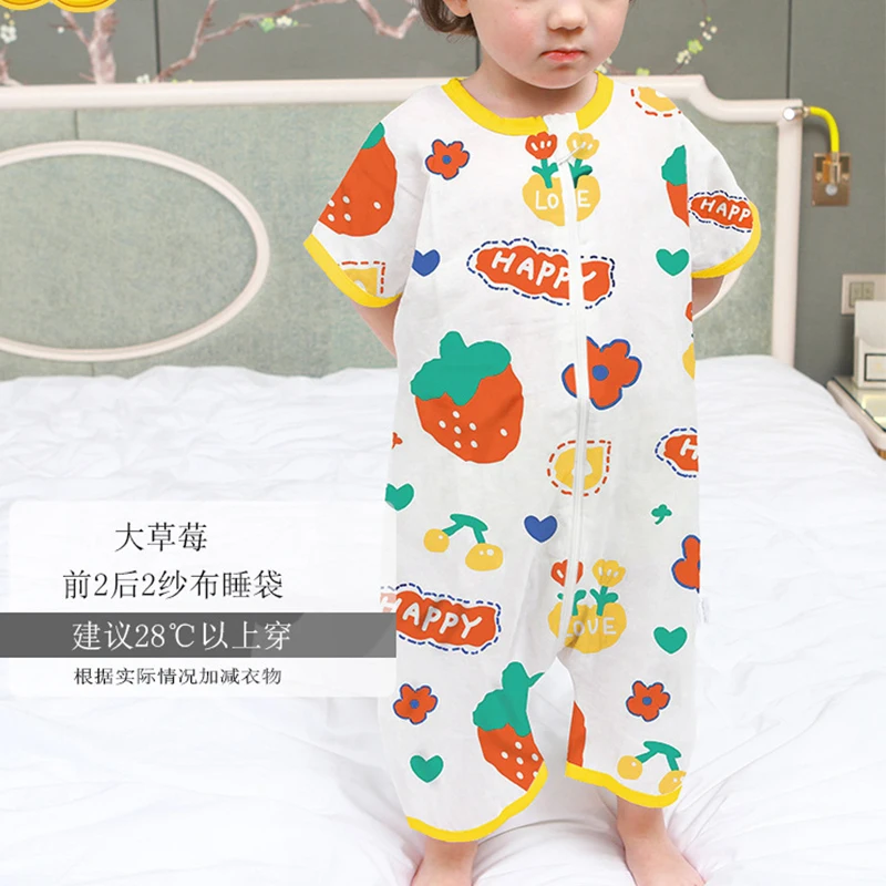 Sleeping Bag Baby Muslin Cotton Infantil Summer Cartoon For Toddler Sleep Sack Kids Slaapzak Bed Soft Children Pajamas Jumpsuit