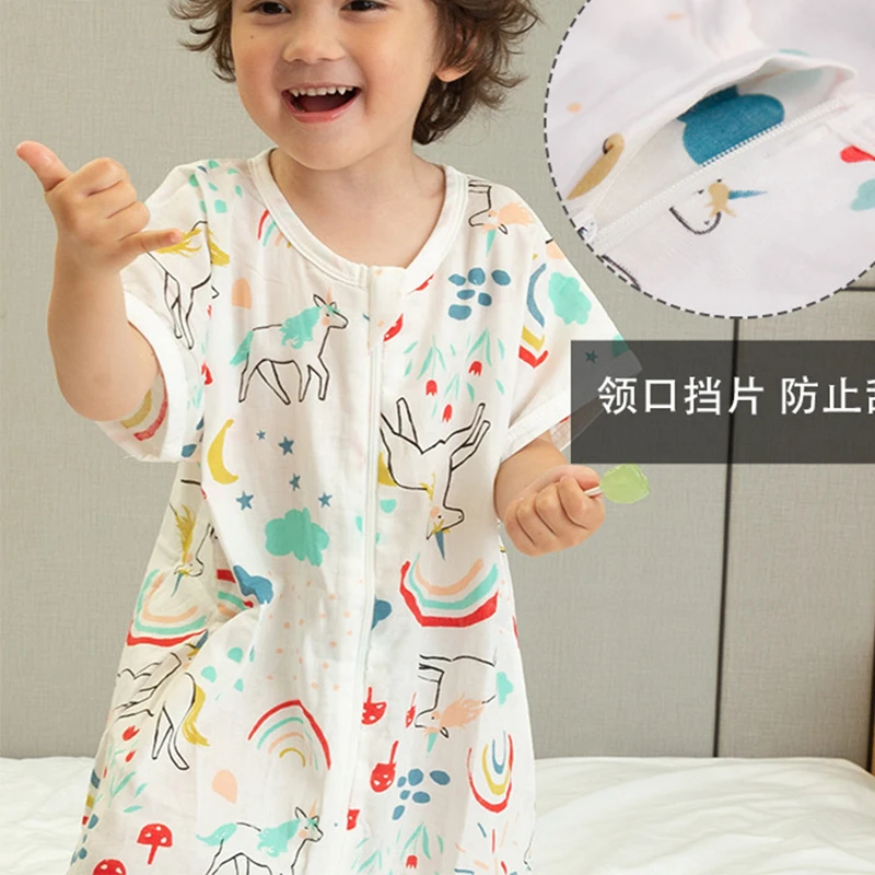 Sleeping Bag Baby Muslin Cotton Infantil Summer Cartoon For Toddler Sleep Sack Kids Slaapzak Bed Soft Children Pajamas Jumpsuit