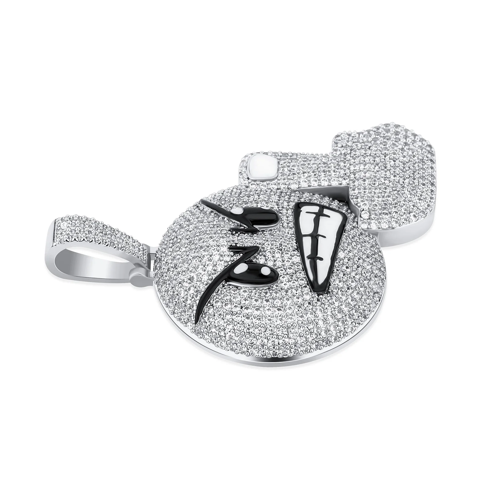 JINAO New Angry Expression Hip Hop Fashion Pendant Necklace High Quality Iced Out Micropavé Cubic Zirconia Jewelry For Gift