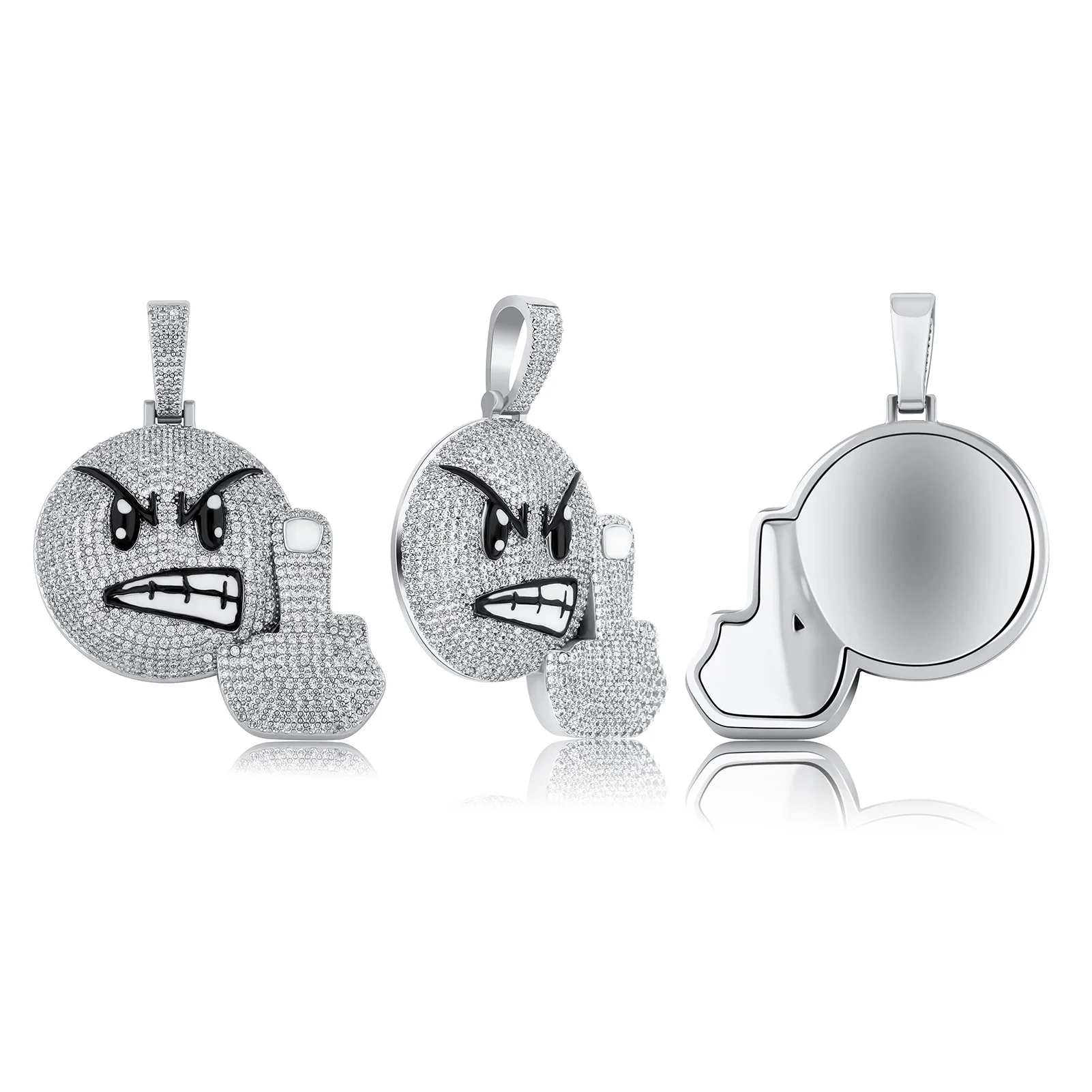 JINAO New Angry Expression Hip Hop Fashion Pendant Necklace High Quality Iced Out Micropavé Cubic Zirconia Jewelry For Gift