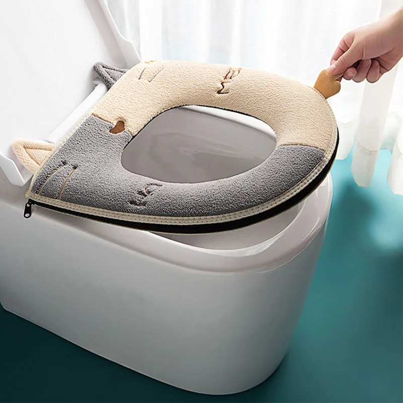 1pc Universal Toilet Seat Thickened Mat Soft Warm Washable for Home Decor Closestool Mat Seat Case Coral Toilet Lid Accessories