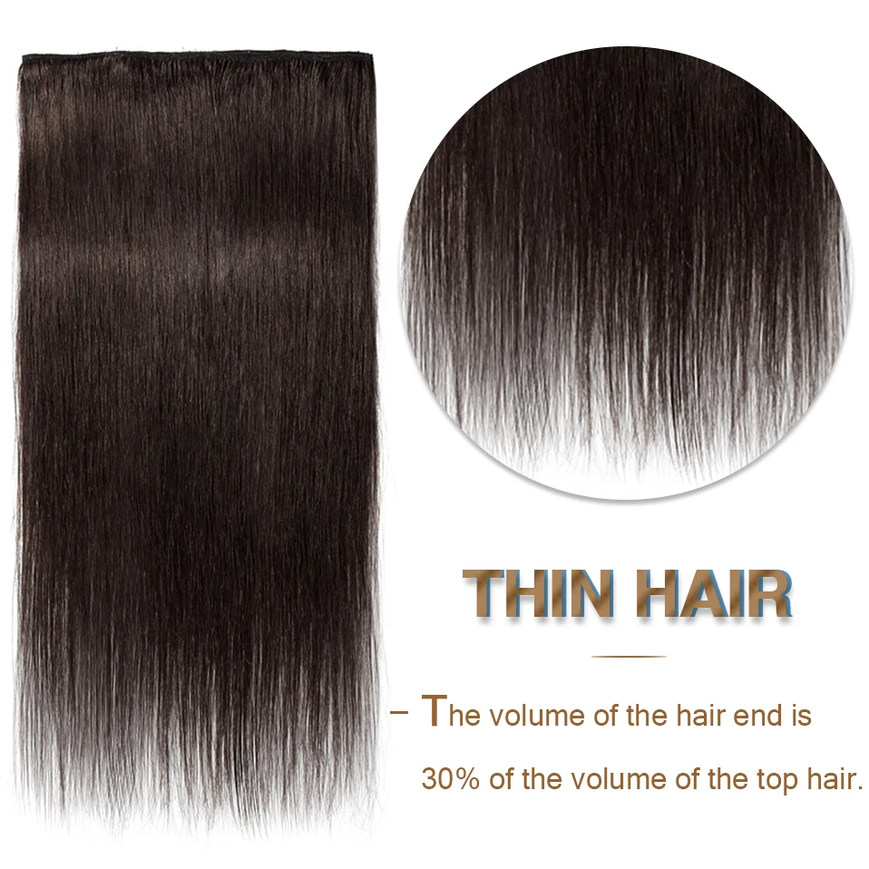 S-noilite 65g Clip In Hair Extensions Human Hair Natural Extension Hair Clips 7Pcs/Set 15"-22" Full Head Clip In Natural Hair