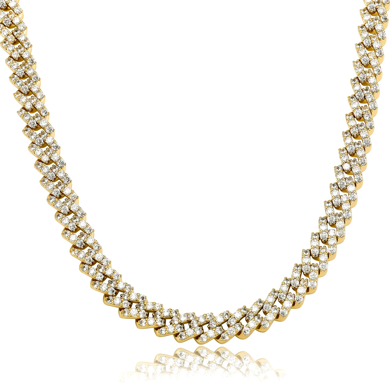 JINAO NEW 8mm Ice Cravejado Cubic Zircon Miami Charm Diamond Shaped Cuban Chain Iced Necklace Men and Women Jewelry For Gift