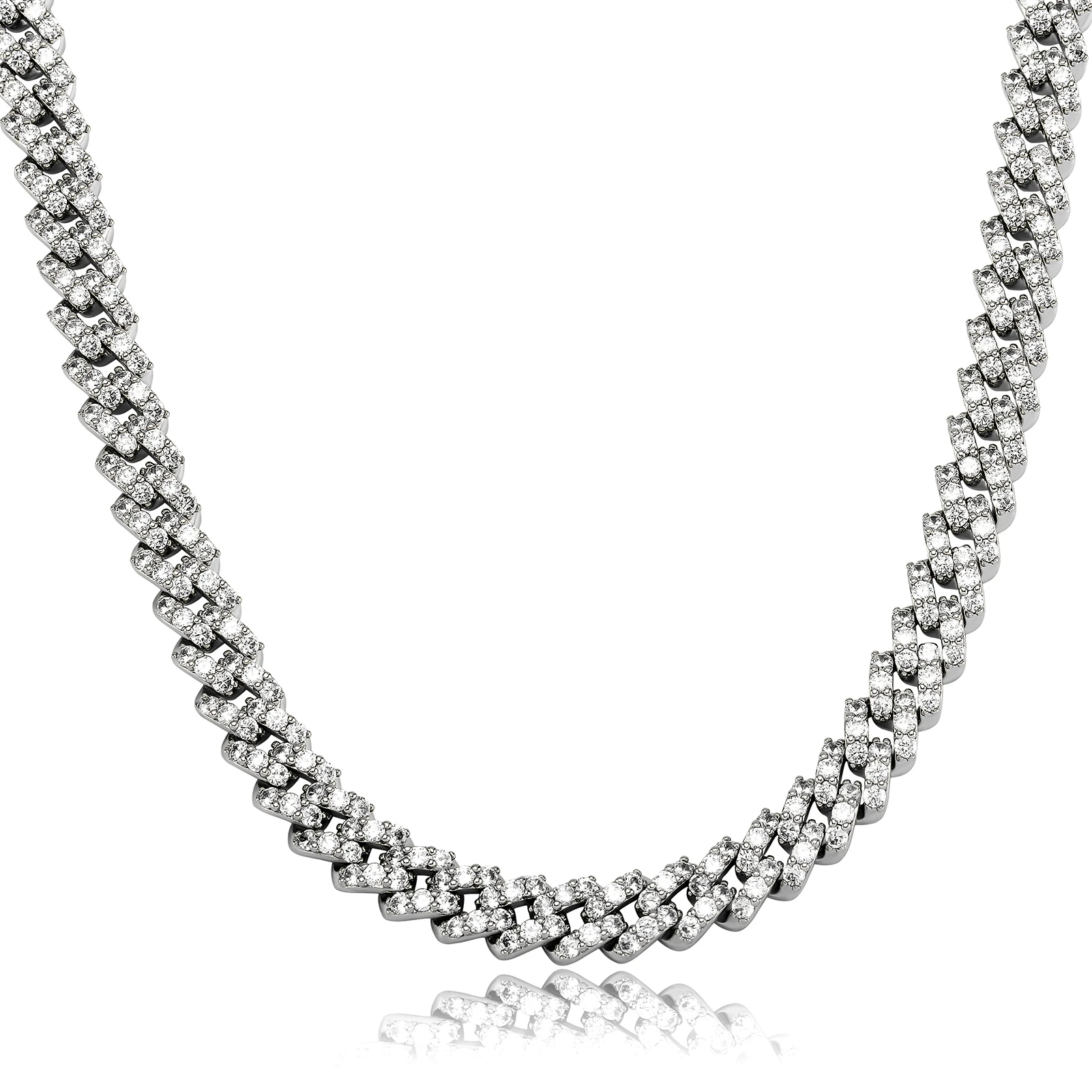 JINAO NEW 8mm Ice Cravejado Cubic Zircon Miami Charm Diamond Shaped Cuban Chain Iced Necklace Men and Women Jewelry For Gift