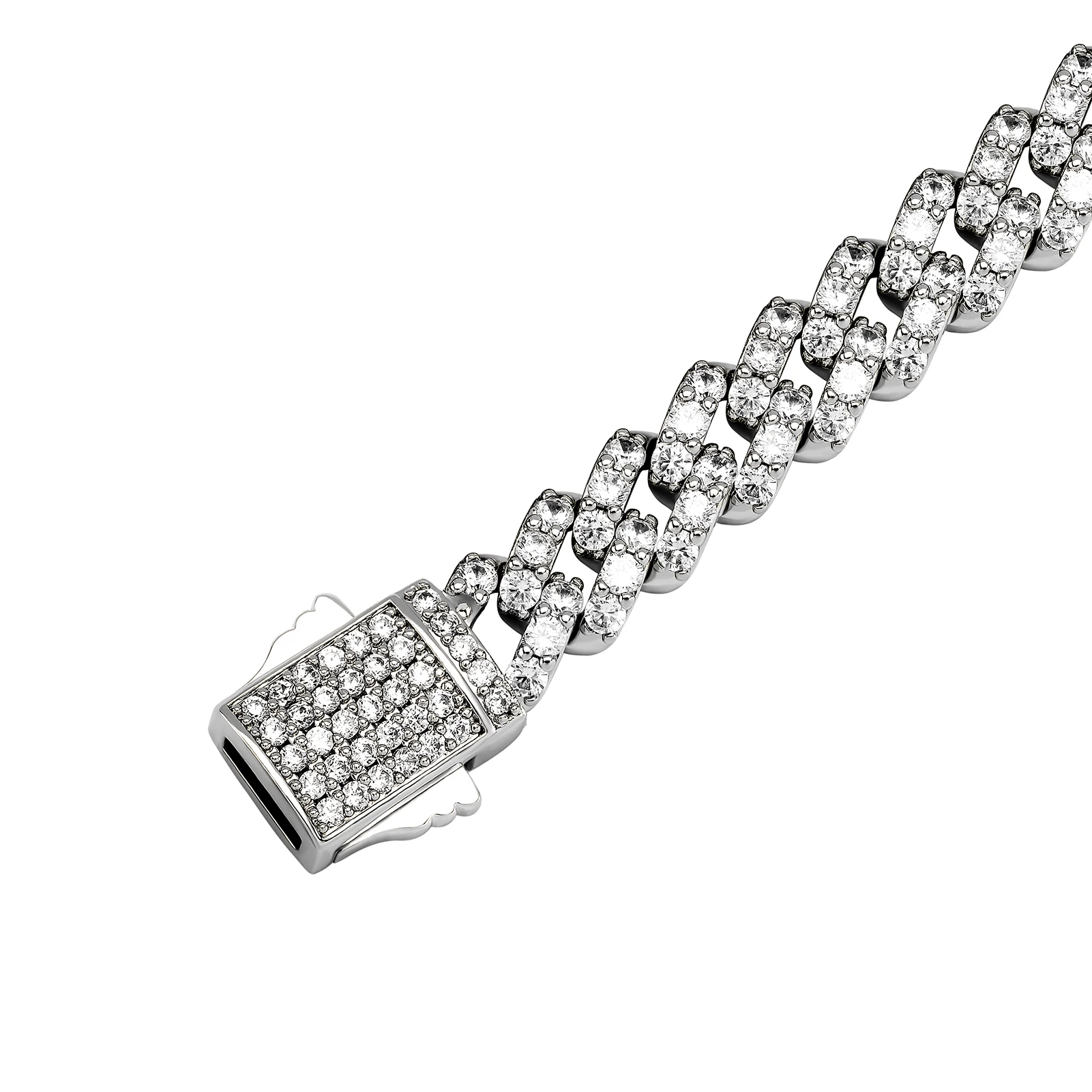 JINAO NEW 8mm Ice Cravejado Cubic Zircon Miami Charm Diamond Shaped Cuban Chain Iced Necklace Men and Women Jewelry For Gift