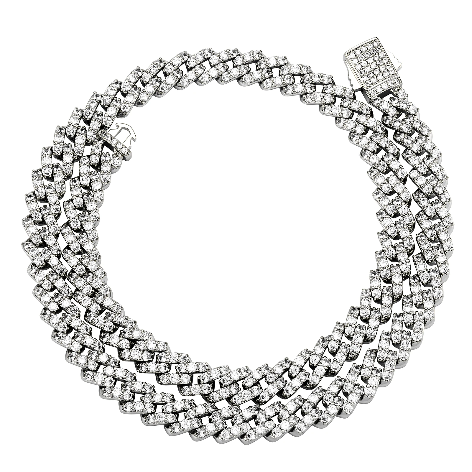 JINAO NEW 8mm Ice Cravejado Cubic Zircon Miami Charm Diamond Shaped Cuban Chain Iced Necklace Men and Women Jewelry For Gift