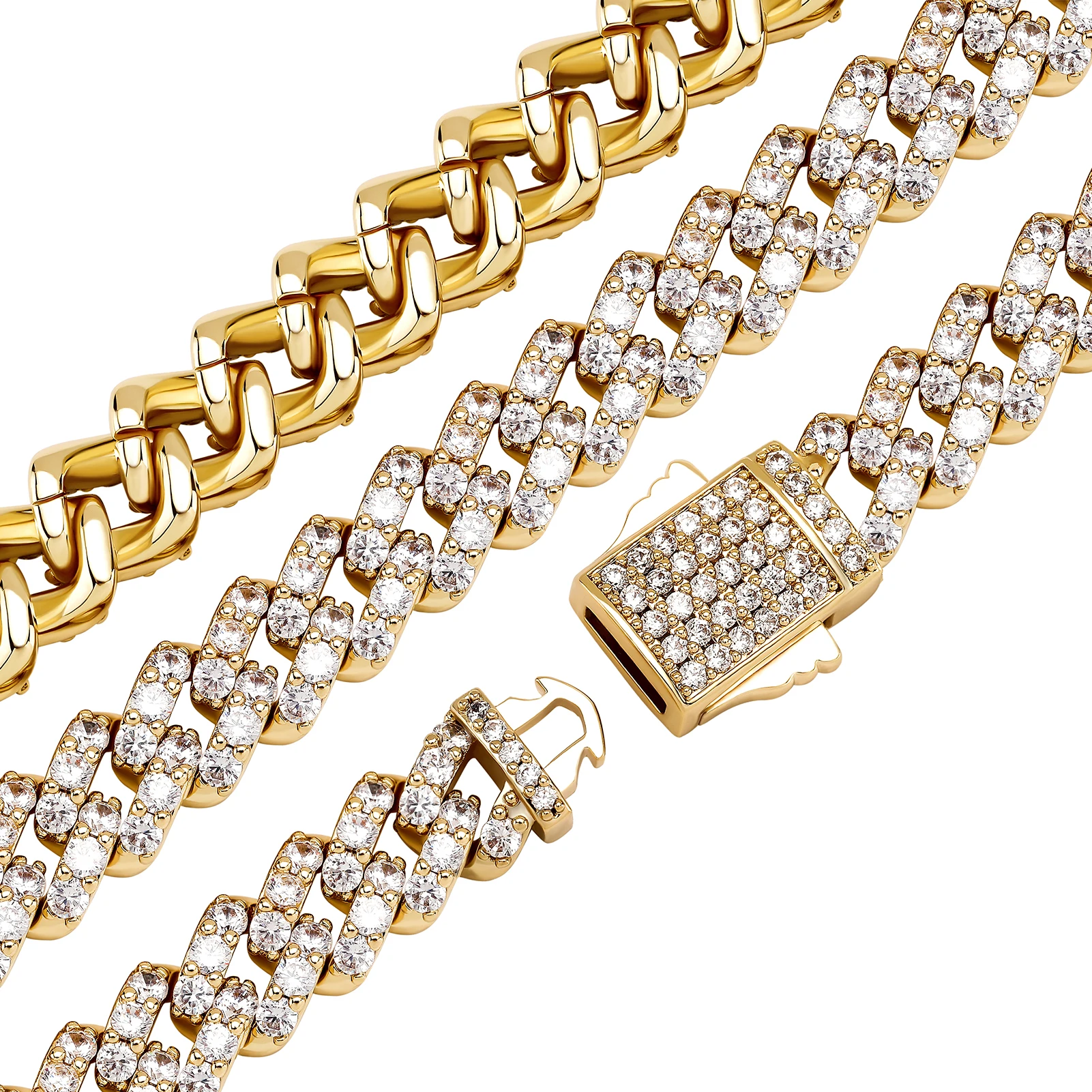 JINAO NEW 8mm Ice Cravejado Cubic Zircon Miami Charm Diamond Shaped Cuban Chain Iced Necklace Men and Women Jewelry For Gift