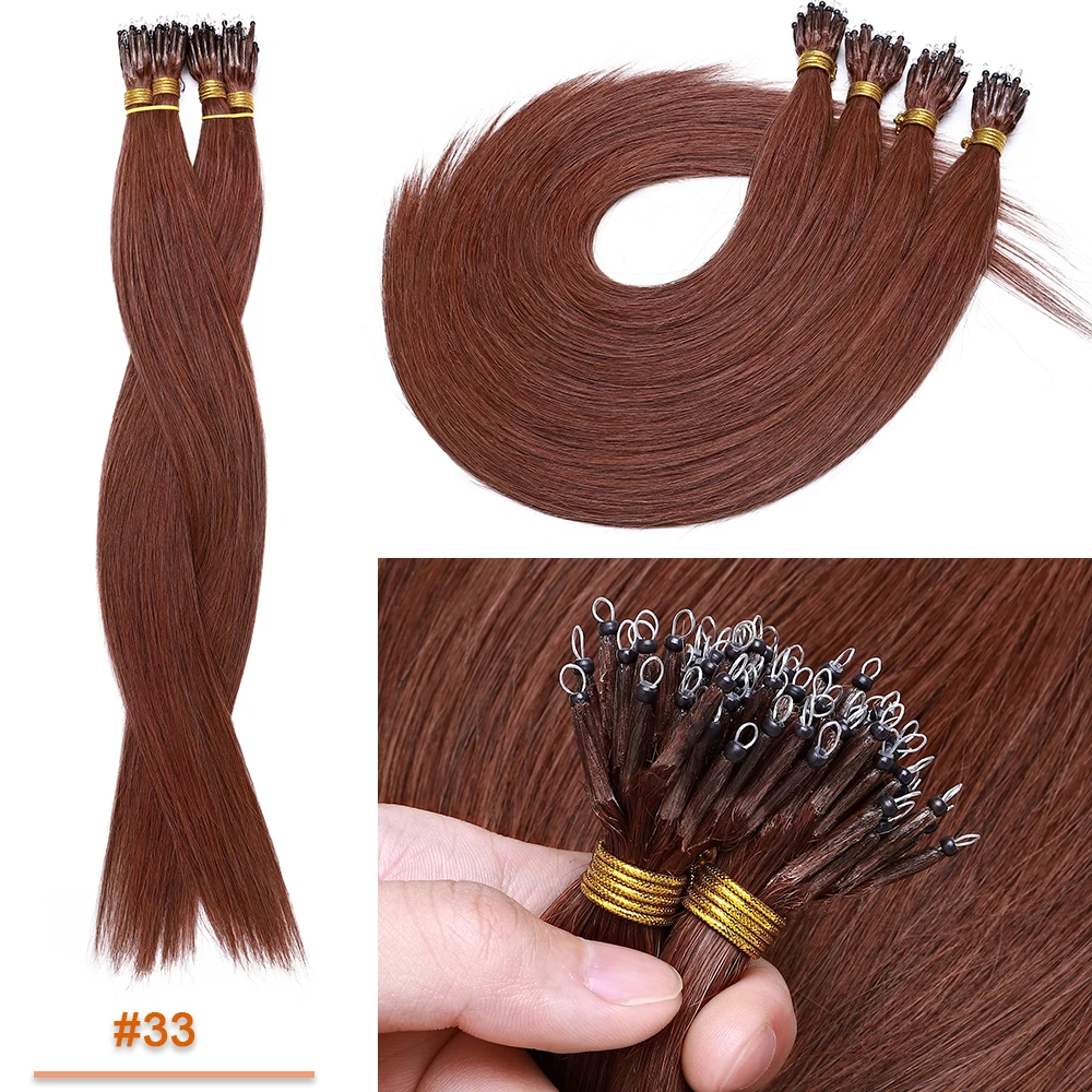 SEGO 1g/s 50 Strands Real Human Hair Nano Ring Hair Extensions Machine Remy Pre-Bonded Straight Micro Beads Nano Tip 16''-24''