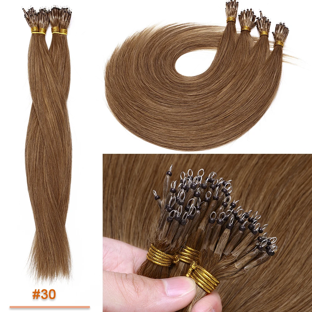 SEGO 1g/s 50 Strands Real Human Hair Nano Ring Hair Extensions Machine Remy Pre-Bonded Straight Micro Beads Nano Tip 16''-24''