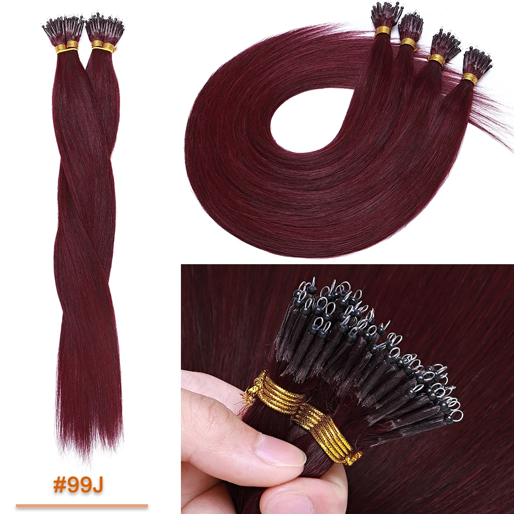 SEGO 1g/s 50 Strands Real Human Hair Nano Ring Hair Extensions Machine Remy Pre-Bonded Straight Micro Beads Nano Tip 16''-24''