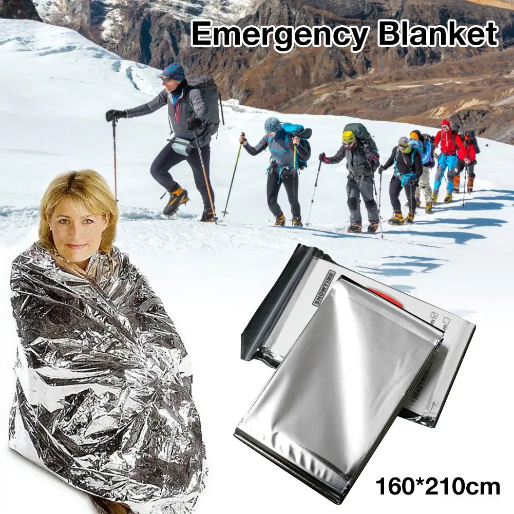 160x210cm Emergency Blanket Tear Resistant Windproof Sun Protection Thermal Insulation Blanket Outdoors Hiking Survival Aid