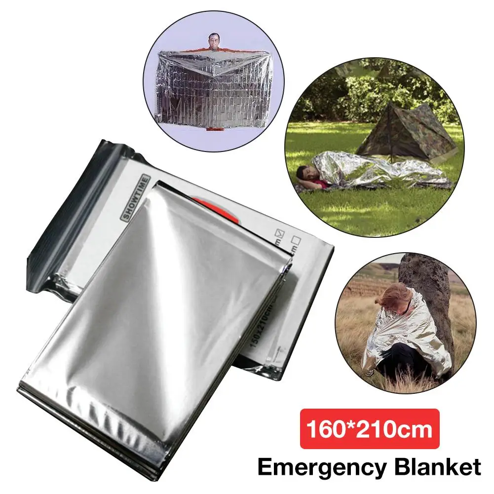 160x210cm Emergency Blanket Tear Resistant Windproof Sun Protection Thermal Insulation Blanket Outdoors Hiking Survival Aid