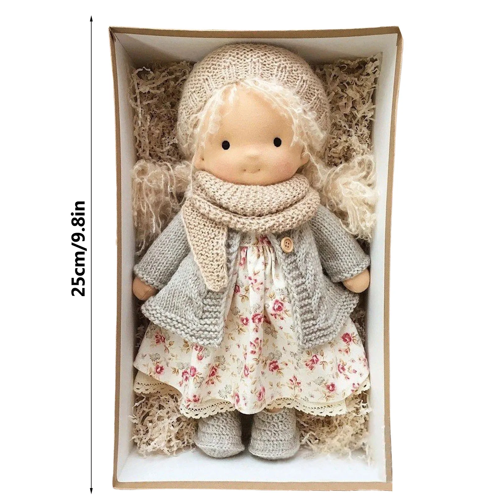 25/30cm Cartoon Cute Doll Knitting Wool Hair Head Girl Dolls With Dress Clothes Handmade Soft Stuffed Doll Girls Best Gift