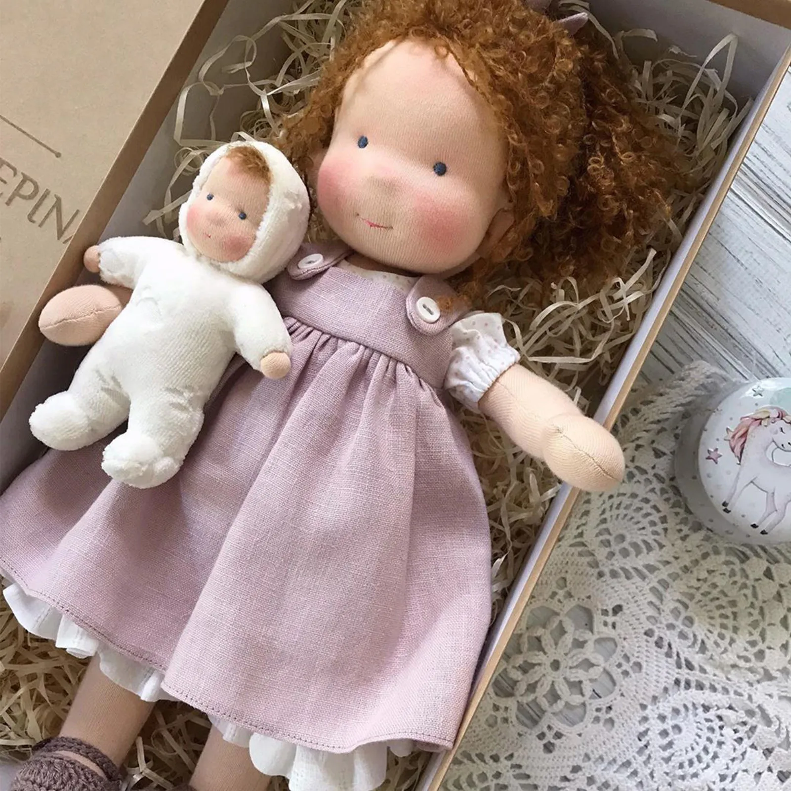 25/30cm Cartoon Cute Doll Knitting Wool Hair Head Girl Dolls With Dress Clothes Handmade Soft Stuffed Doll Girls Best Gift
