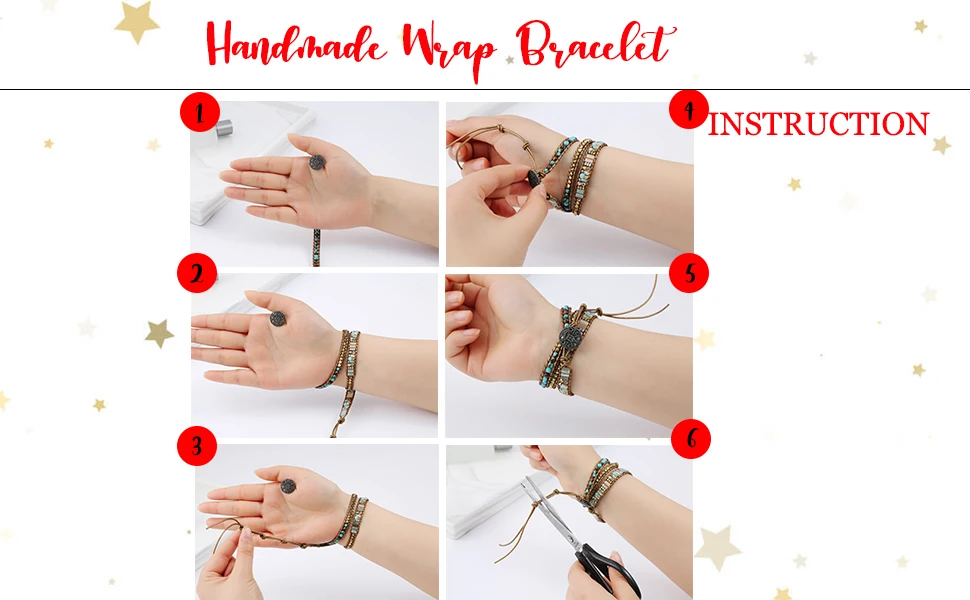 Real Leather Handwoven Natural Pink Stone Crystal Bead Wrap Bracelet Women Love Gemstone Boho Style Stone Strand Bracelets