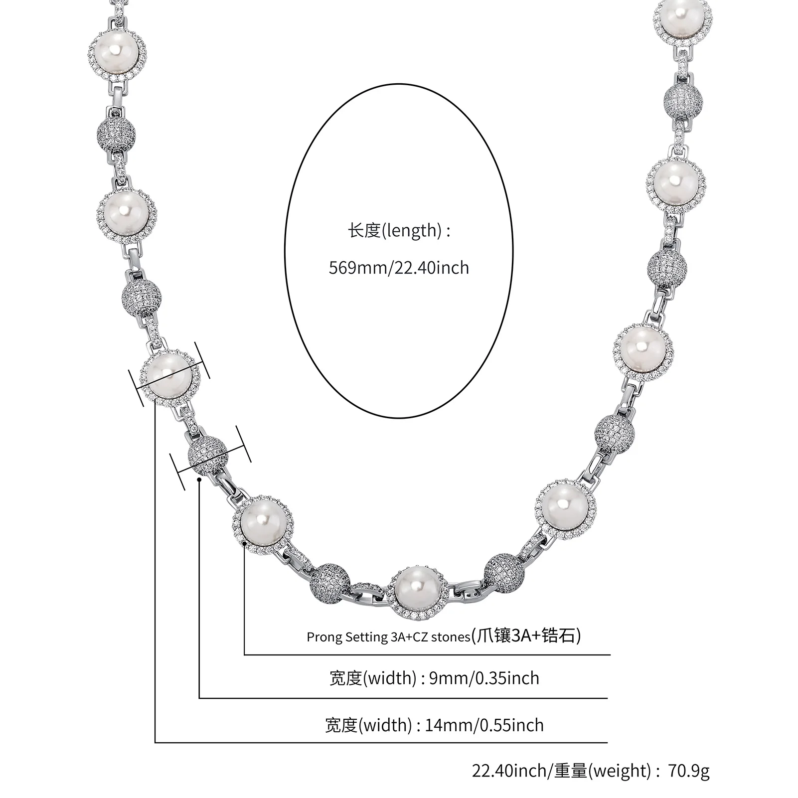 GUCY New Romantic Women Shell Beads Necklace Iced Out Bling Bling Cubic Zirconia Necklaces Fashion Charm Jewelry