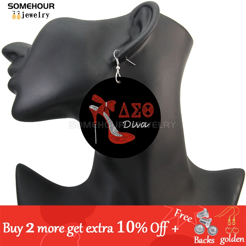 SOMEHOUR Afro Girl Black Sorority History Wooden Drop Earrings Inspired Saying Print African Loops Dangle Jewelry For Women Gift