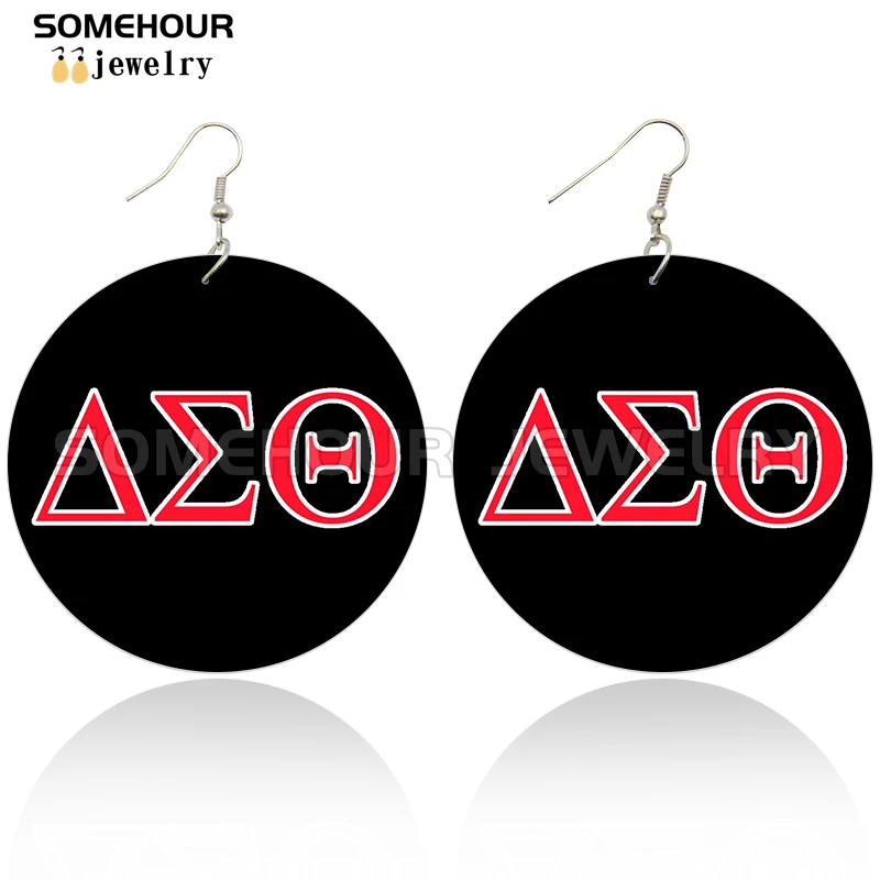 SOMEHOUR Afro Girl Black Sorority History Wooden Drop Earrings Inspired Saying Print African Loops Dangle Jewelry For Women Gift