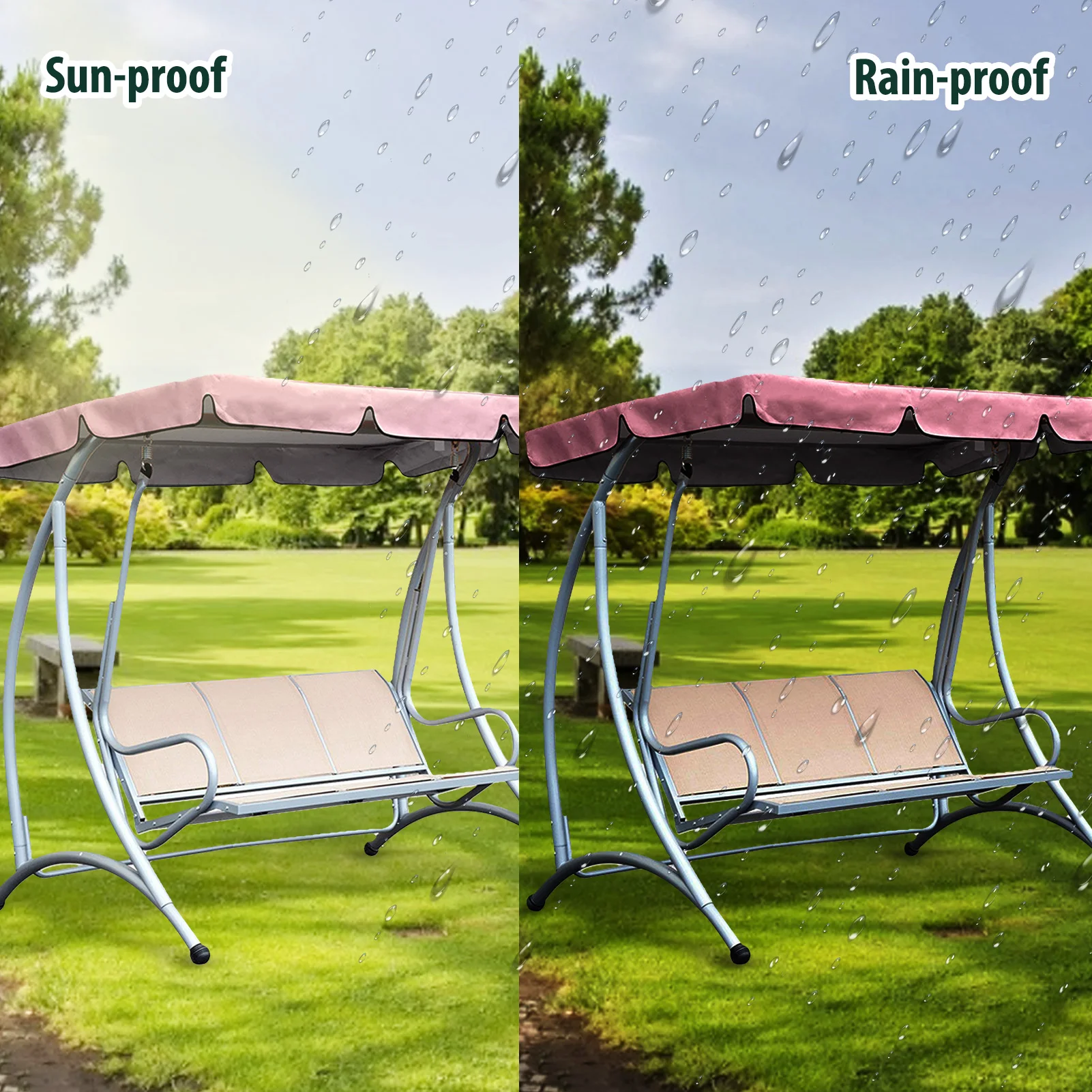 Garden Swing Canopy Top Cover Waterproof Outdoor Swing Chair Hammock Canopy Roof Canopy Replacement Swing Chair Sun-shading