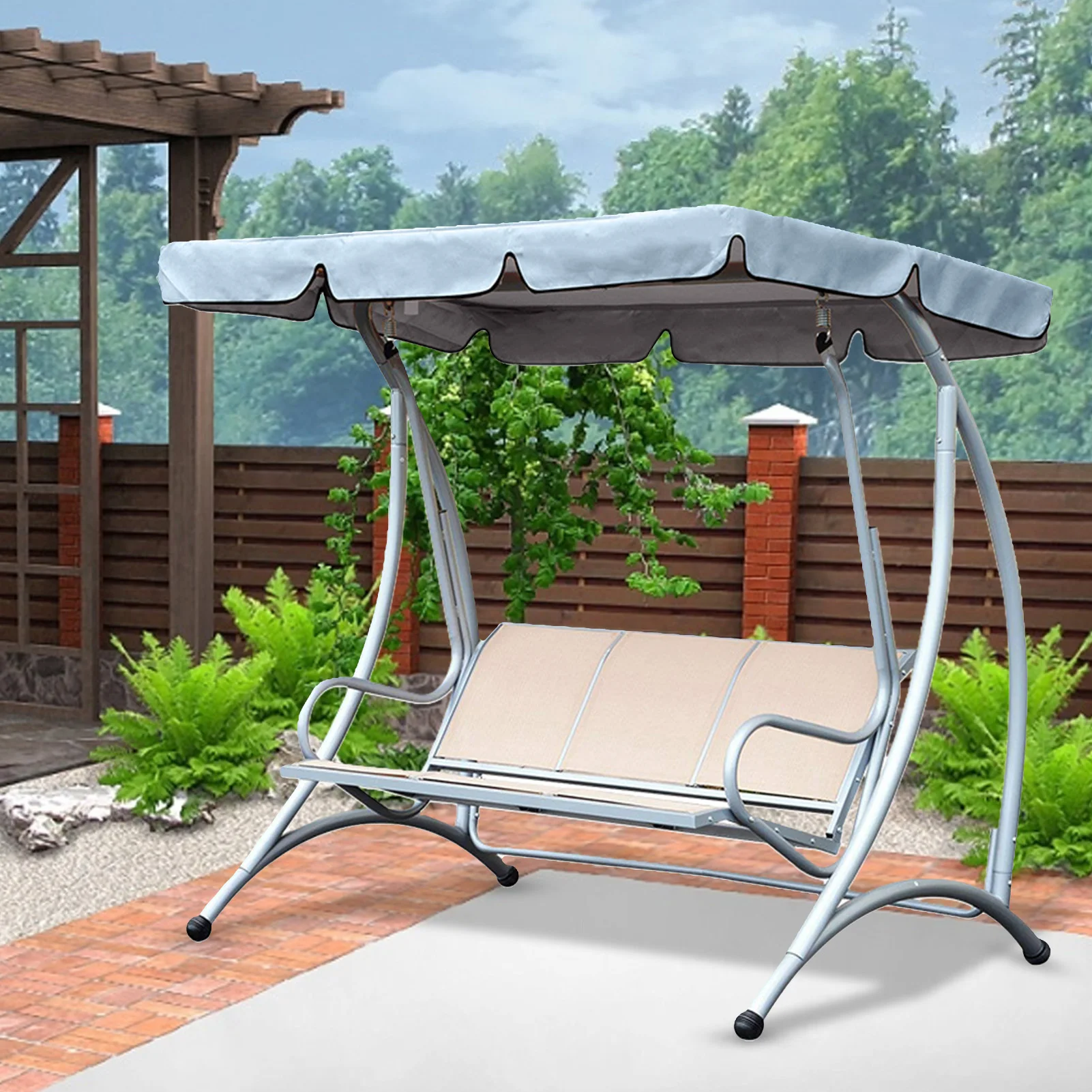 Garden Swing Canopy Top Cover Waterproof Outdoor Swing Chair Hammock Canopy Roof Canopy Replacement Swing Chair Sun-shading