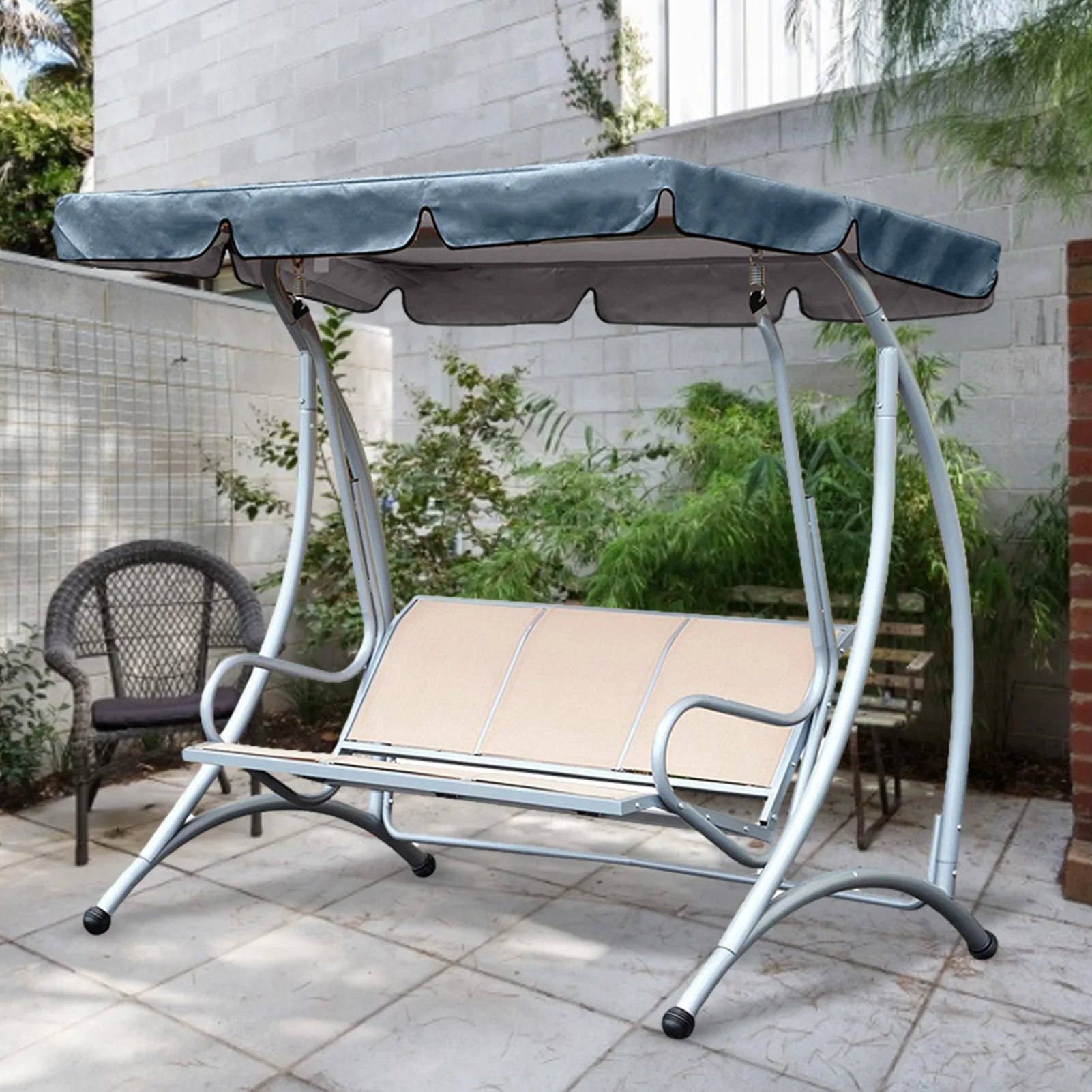 Garden Swing Canopy Top Cover Waterproof Outdoor Swing Chair Hammock Canopy Roof Canopy Replacement Swing Chair Sun-shading