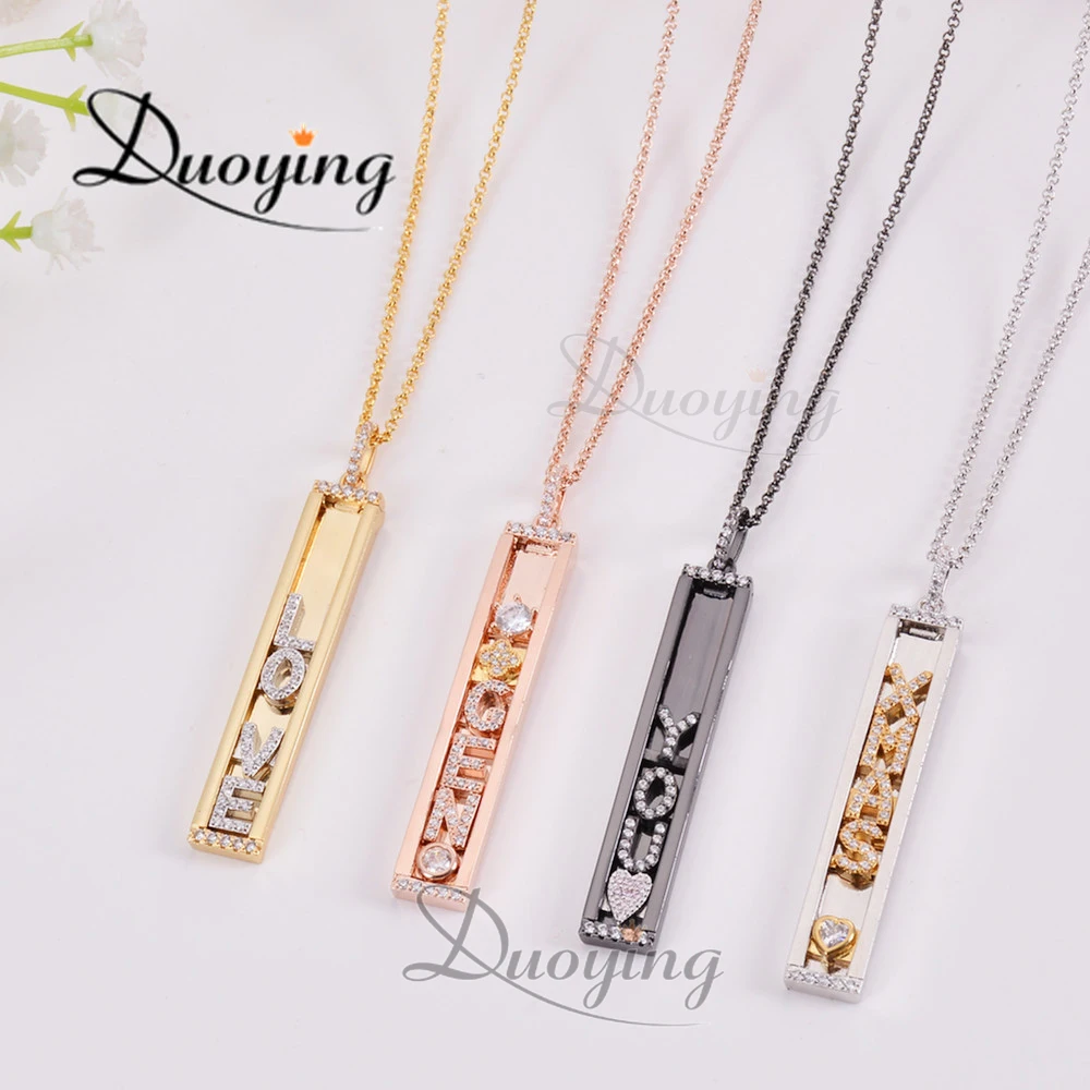 Duoying DIY Slider Charms Earring Custom Name Bracelets Bangle Zirconia Letters Zodiac Personalized Necklace Name DIY Jewelry