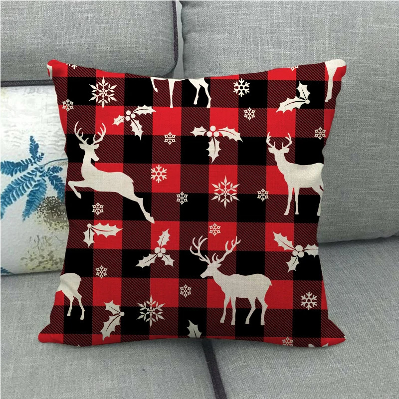 Linen Christmas Cushion Cover, Pillow Cover, Sofa Cushions, Xmas Decor, Home, New Year, 45x45cm