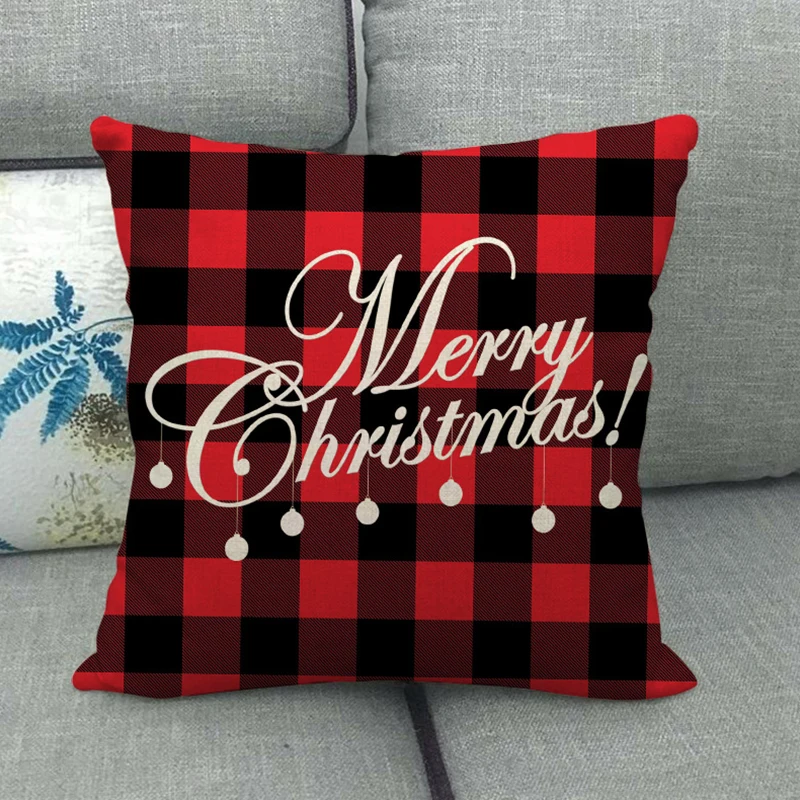 Linen Christmas Cushion Cover, Pillow Cover, Sofa Cushions, Xmas Decor, Home, New Year, 45x45cm