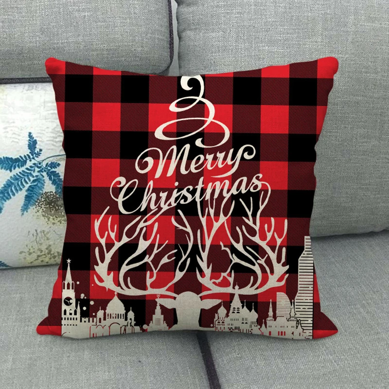 Linen Christmas Cushion Cover, Pillow Cover, Sofa Cushions, Xmas Decor, Home, New Year, 45x45cm