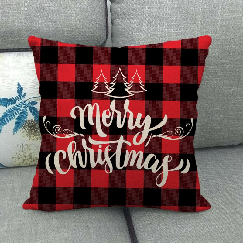 Linen Christmas Cushion Cover, Pillow Cover, Sofa Cushions, Xmas Decor, Home, New Year, 45x45cm