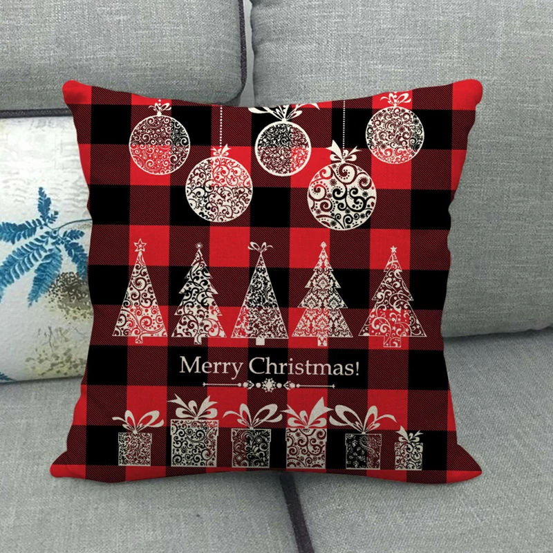 Linen Christmas Cushion Cover, Pillow Cover, Sofa Cushions, Xmas Decor, Home, New Year, 45x45cm