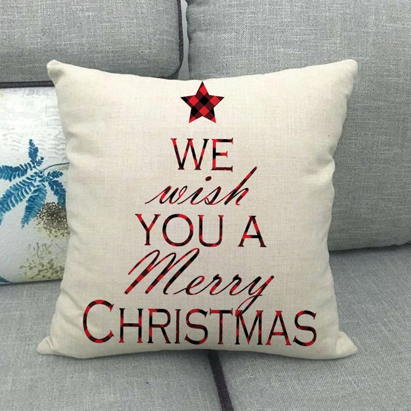 Linen Christmas Cushion Cover, Pillow Cover, Sofa Cushions, Xmas Decor, Home, New Year, 45x45cm
