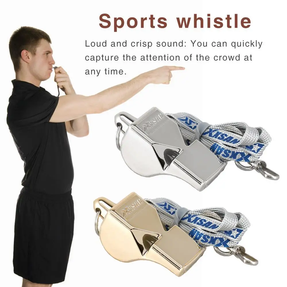 1Pcs Metal Whistle Referee Sport Rugby Party Outdoor sports Like Whistle Training School Soccer Football Colorful lanyard