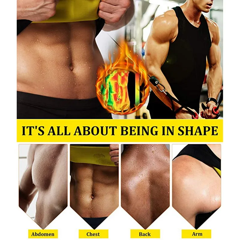Men Sauna Suit Heat Trapping Shapewear Sweat Body Shaper Vest Slimmer Saunasuits Compression Thermal Top Fitness Workout Shirt