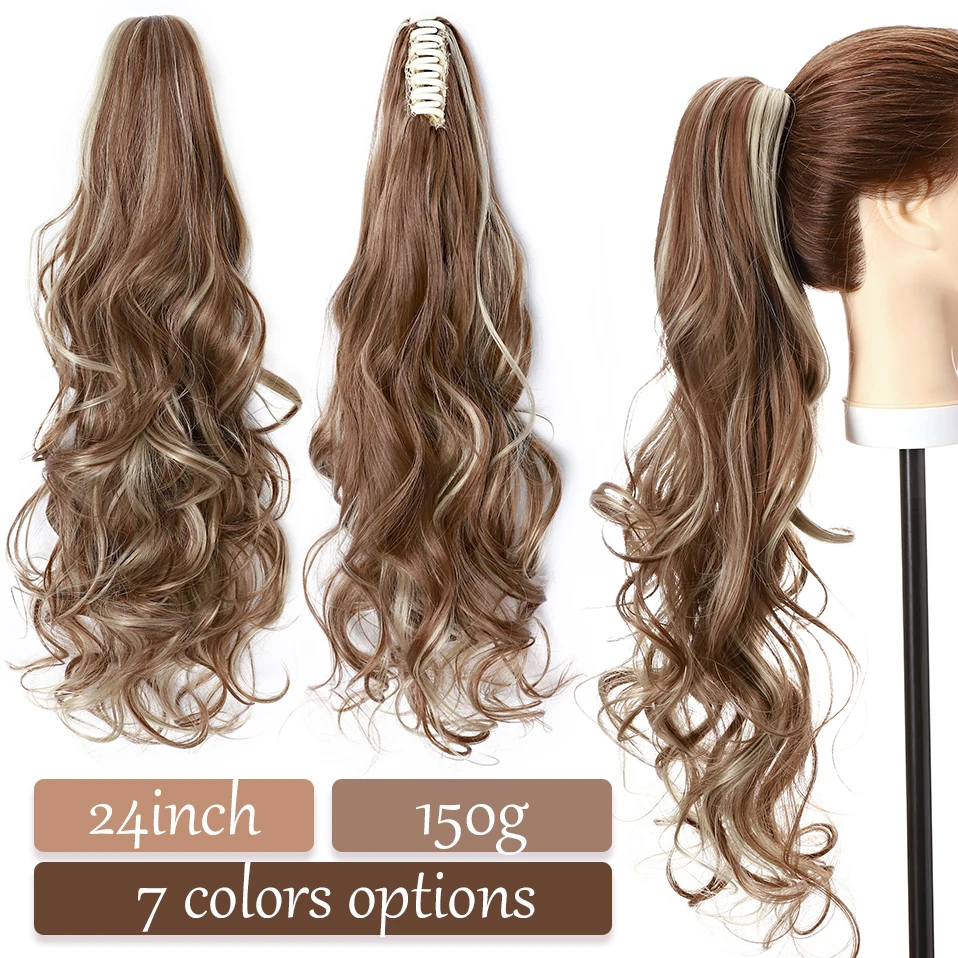 S-noilite Synthetic Long Wavy Fake Ponytail Extension Hair Three Types Claw On Ponytail Hair Extensions Women Ponytail Hairpiece