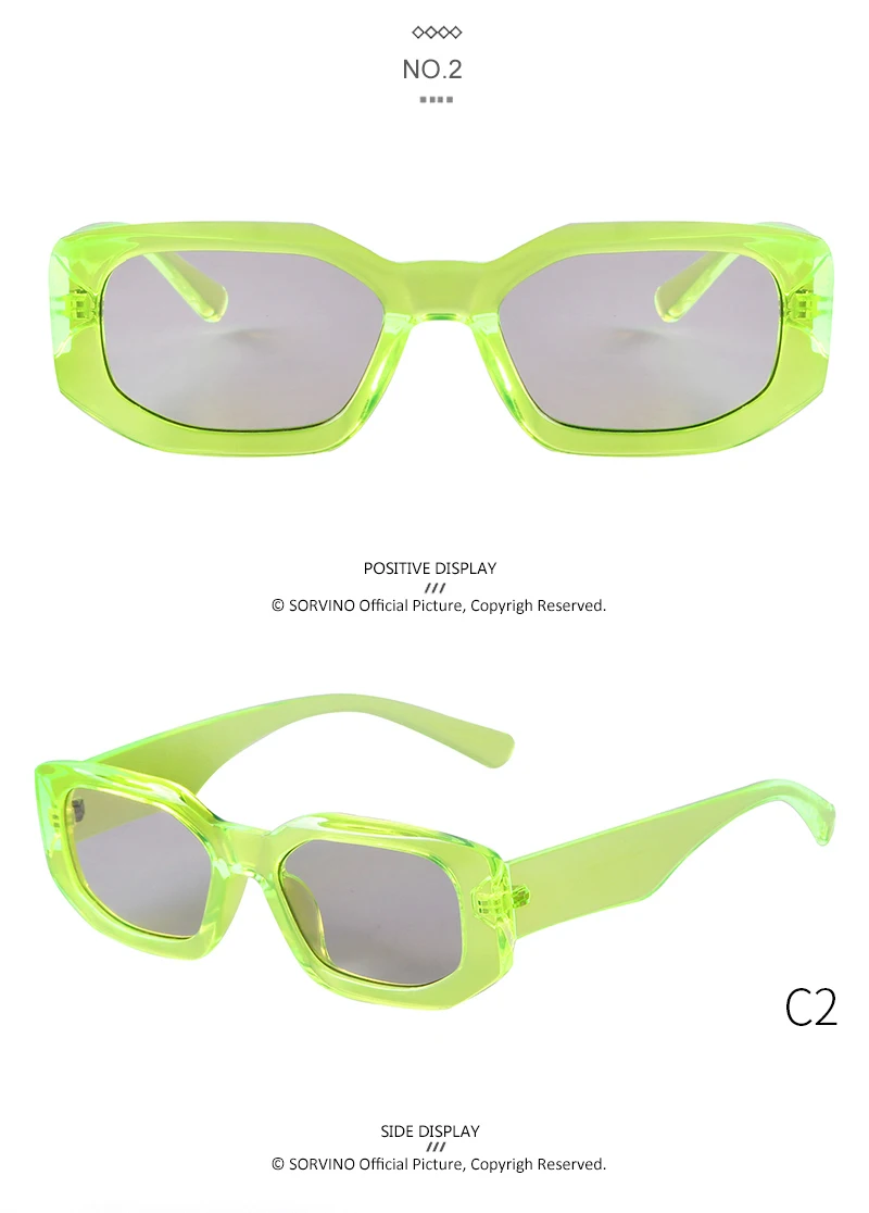 SORVINO Fashion Rectangular Sunglasses Woman Brand Designer Blue Orange Irregular Vintage Sun Glasses Female Retro Shades UV400