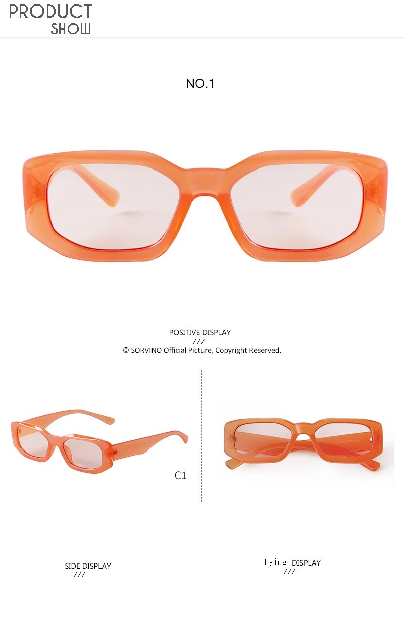 SORVINO Fashion Rectangular Sunglasses Woman Brand Designer Blue Orange Irregular Vintage Sun Glasses Female Retro Shades UV400