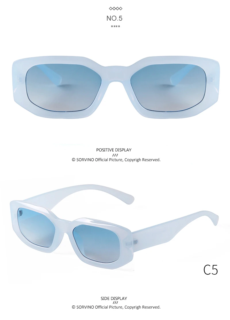SORVINO Fashion Rectangular Sunglasses Woman Brand Designer Blue Orange Irregular Vintage Sun Glasses Female Retro Shades UV400